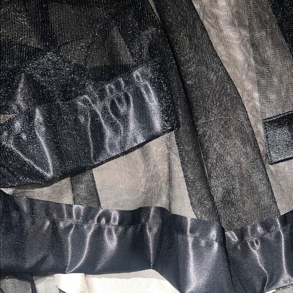 Bridal prom dress black garden tulle applique multi floral midi dress 18    AW - Picture 15 of 15